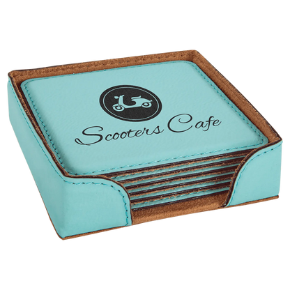 Leatherette 6-Coaster Set - 4" - Square or Round JDS