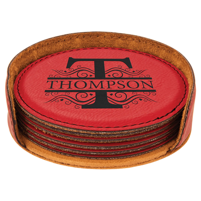 Leatherette 6-Coaster Set - 4" - Square or Round JDS
