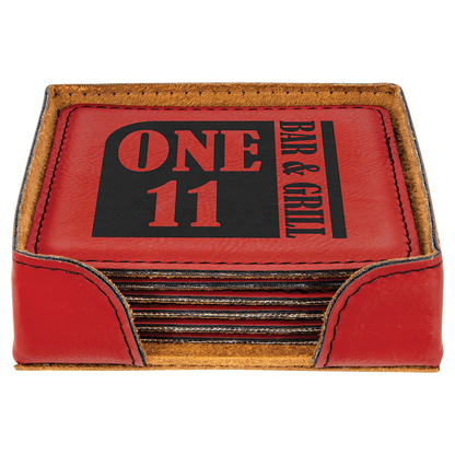 Leatherette 6-Coaster Set - 4" - Square or Round JDS
