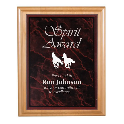 Genuine Red Alder Plaque with Marble Acrylic Plate Smalltown Connetchin