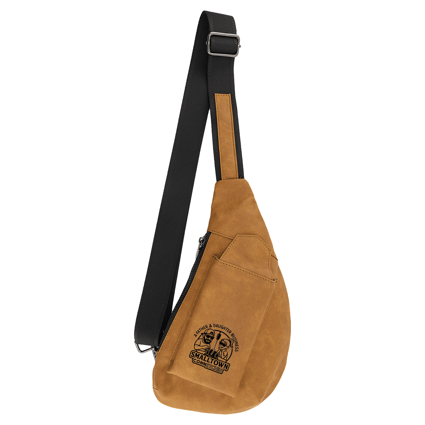 Personalized Creekside Crescent Leatherette Crossbody Bag