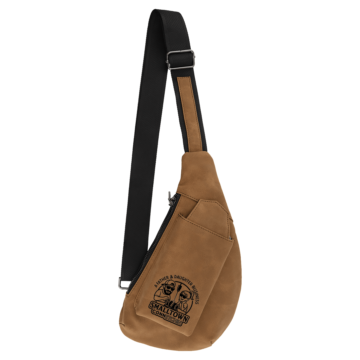 Personalized Creekside Crescent Leatherette Crossbody Bag