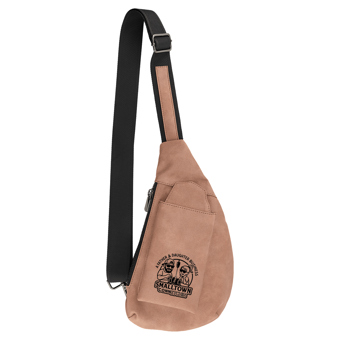 Personalized Creekside Crescent Leatherette Crossbody Bag