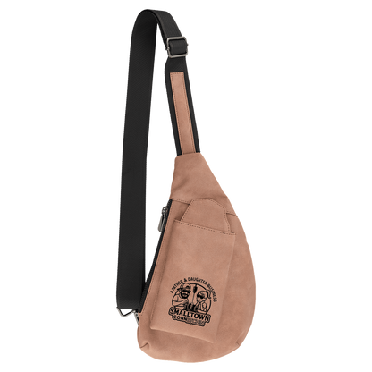 Personalized Creekside Crescent Leatherette Crossbody Bag