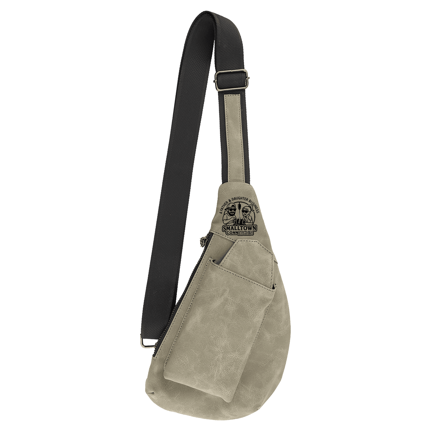 Personalized Creekside Crescent Leatherette Crossbody Bag