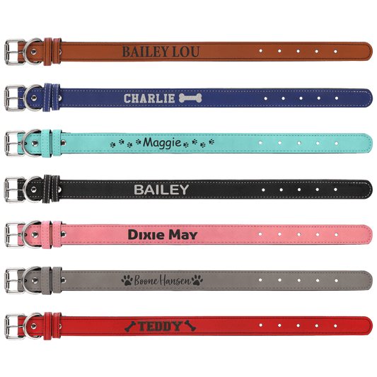 Dog Collar - Small 15" x 3/4" Leatherette - Custom