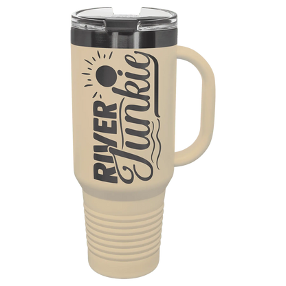 40 oz - Ion Plated - Travel Mug with Handle, Straw Included - Custom JDS