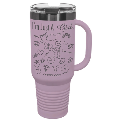 40 oz - Ion Plated - Travel Mug with Handle, Straw Included - Custom JDS