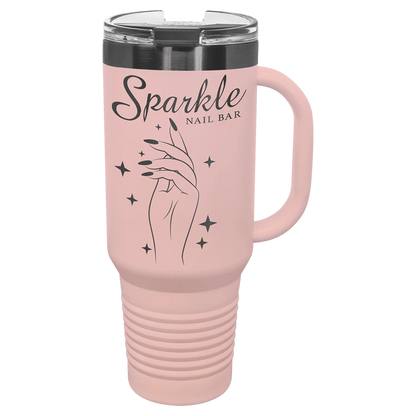 40 oz - Ion Plated - Travel Mug with Handle, Straw Included - Custom JDS
