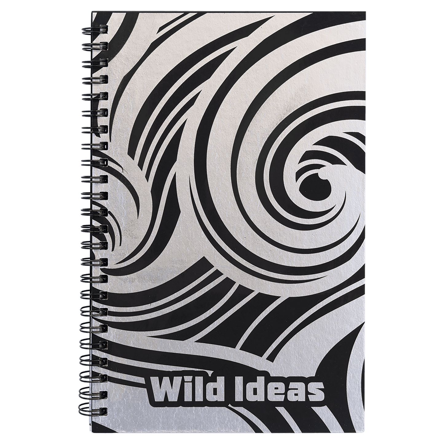 5 1/2" x 8 1/2" Lazerburst Spiral Notebook – Black – Lasers to Silver – Smalltown Connetchin
