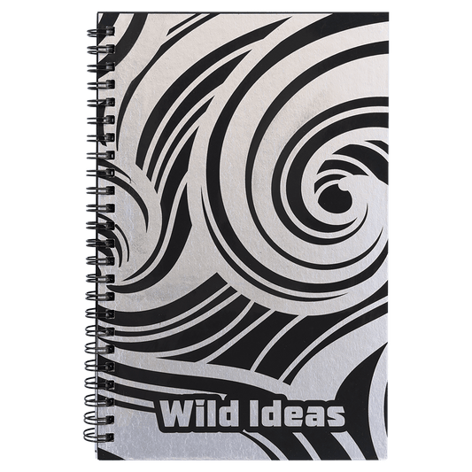 5 1/2" x 8 1/2" Lazerburst Spiral Notebook – Black – Lasers to Silver – Smalltown Connetchin