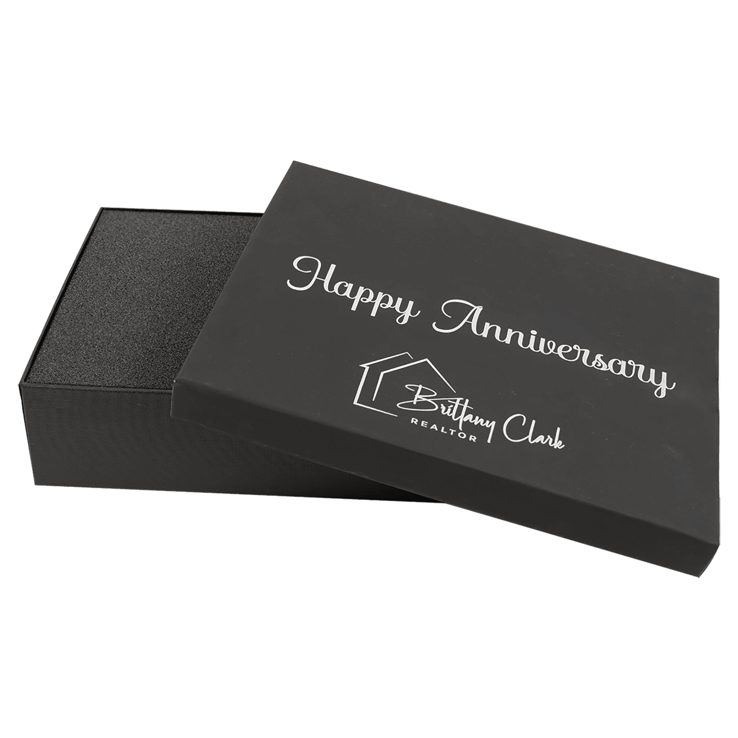 9 5/8" x 6 7/8" x 2 3/4" Lazerburst Gift Box – Black – Lasers to Silver – Smalltown Connetchin