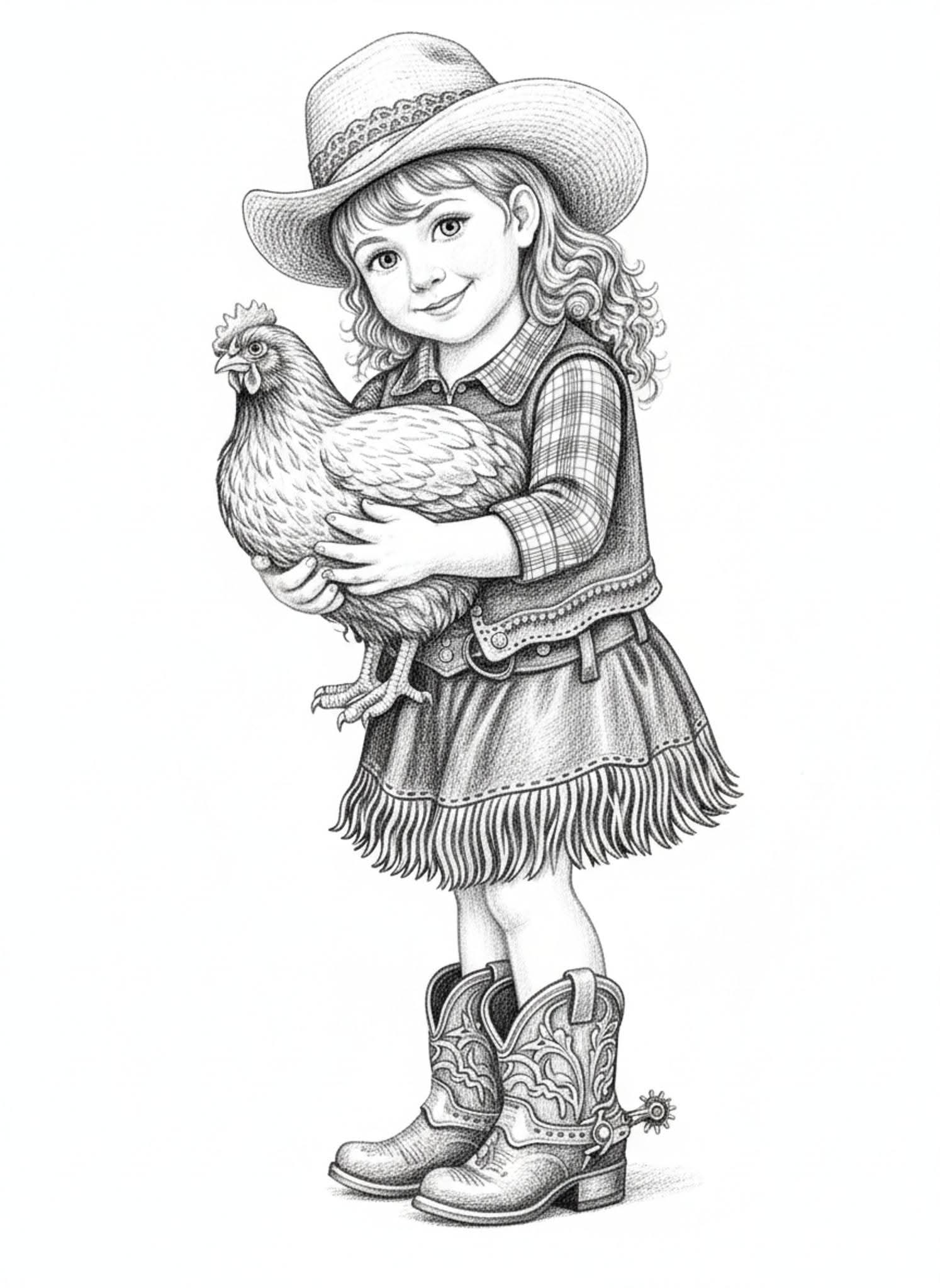 Little Farm Girl & Hen
