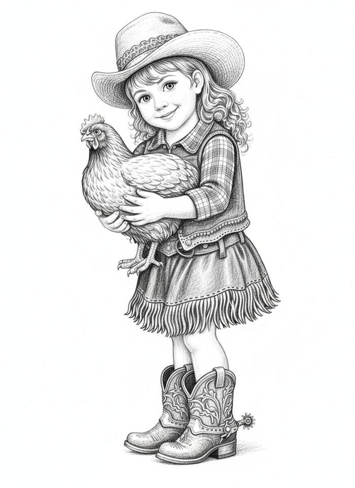 Little Farm Girl & Hen