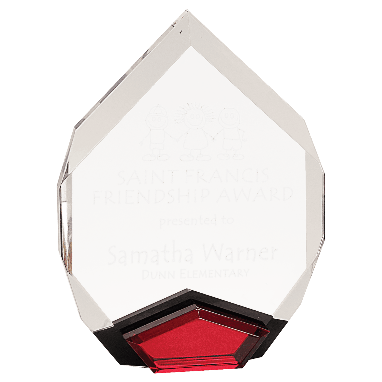 6" x 8" Red Marquis Acrylic Award