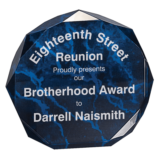 Octagon Acrylic Award - 5" - Blue Marble