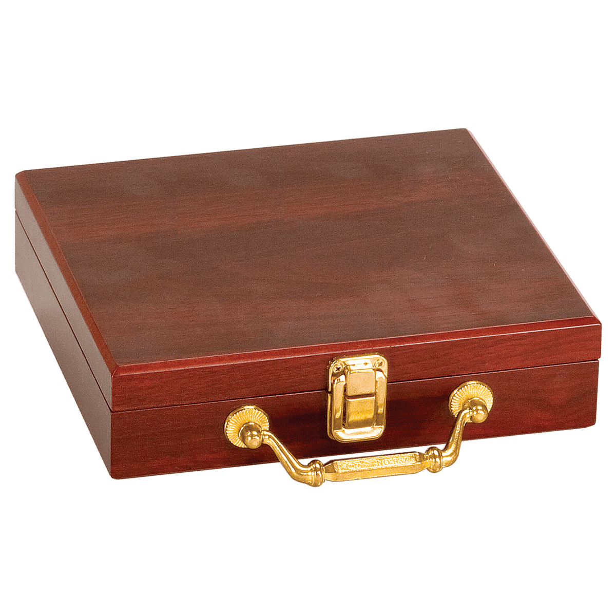 Wooden poker case with gold accents on a transparent background