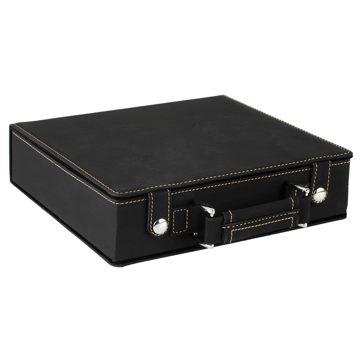 Black leather poker set on a transparent background
