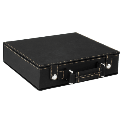 Black leather poker set on a transparent background