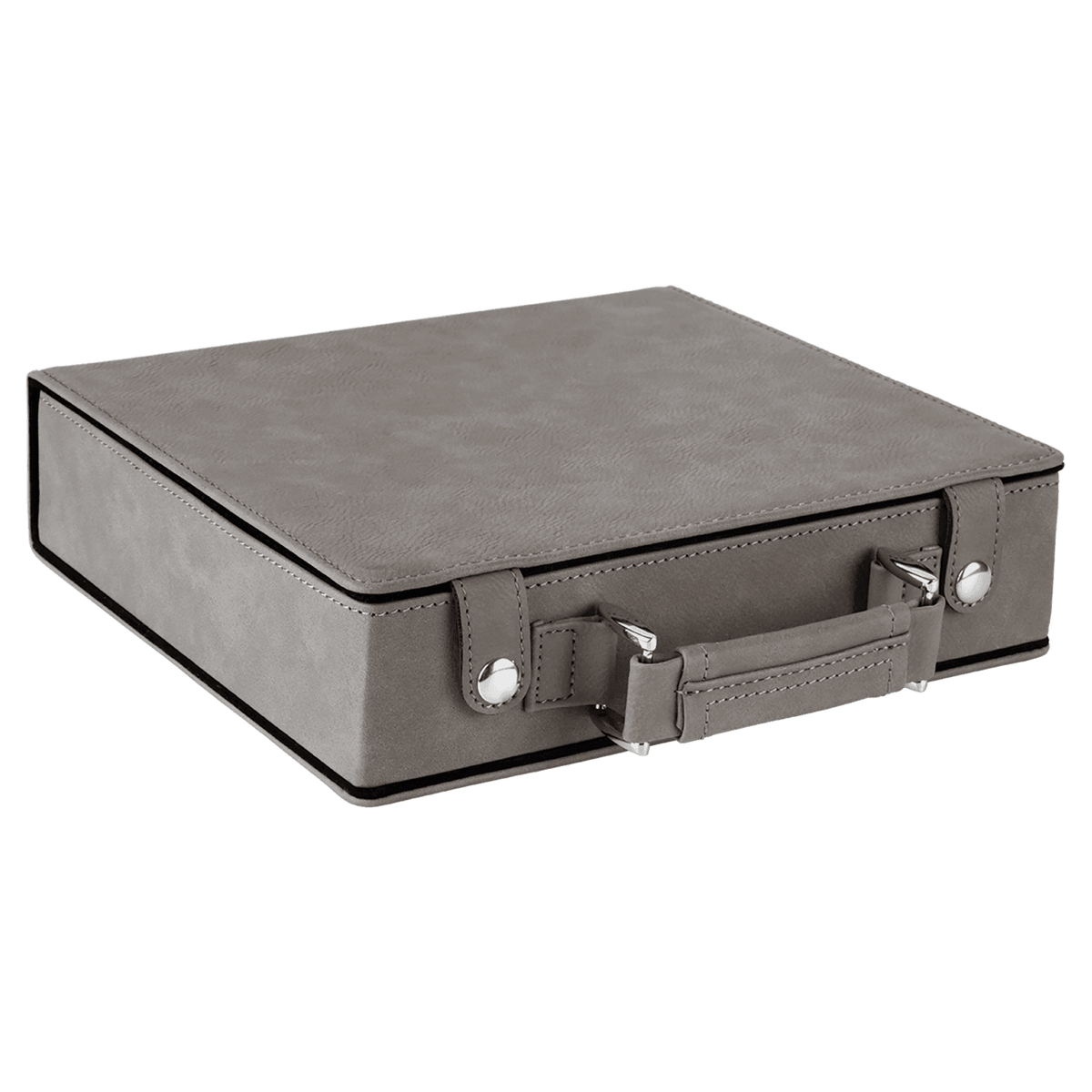 Gray leather poker case on a transparent background