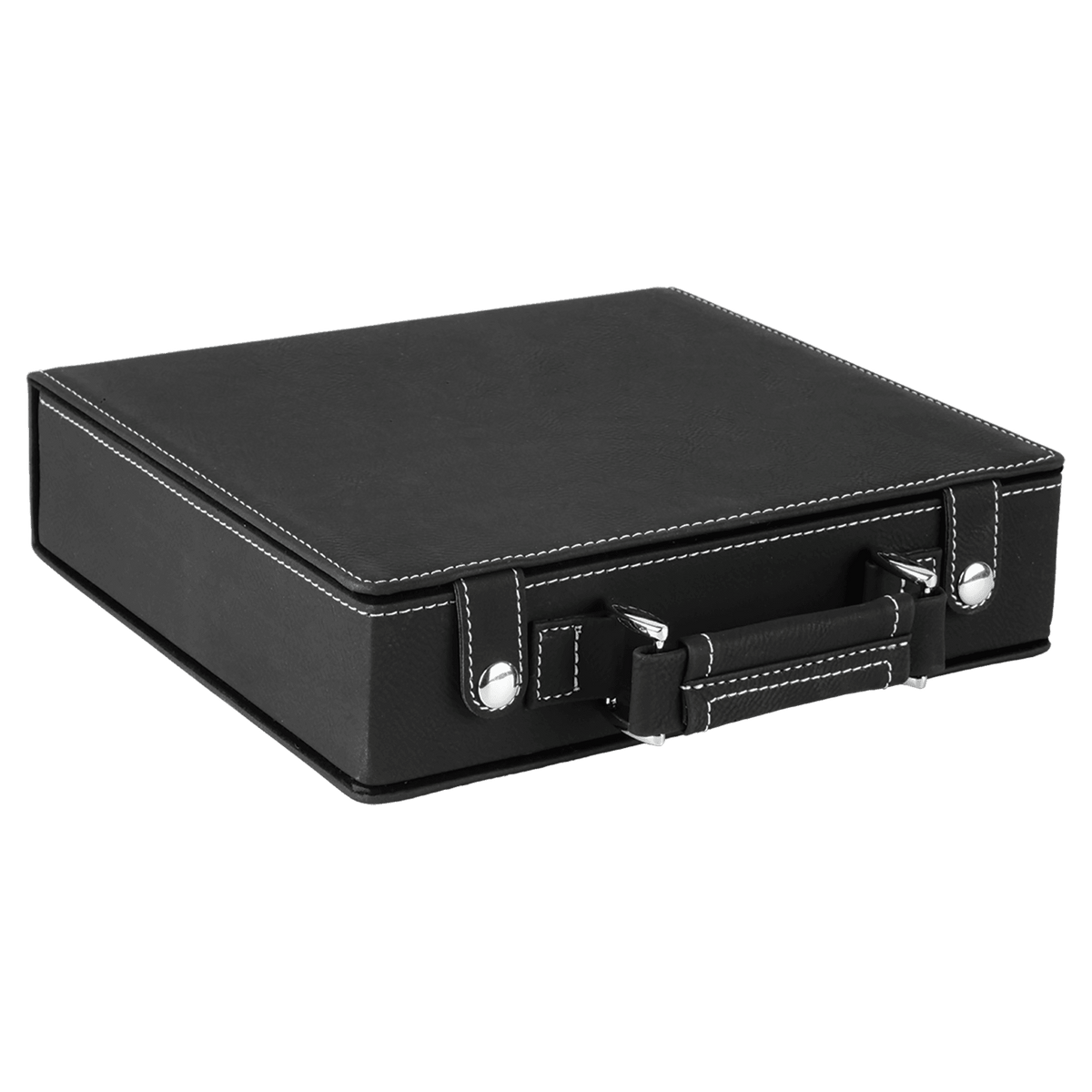 Black leather poker case on a transparent background
