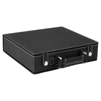 Black leather poker case on a transparent background
