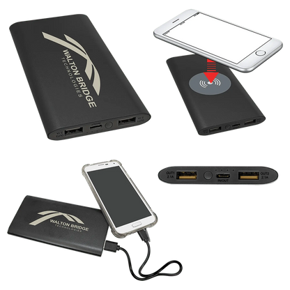8000MAH Power Bank & Wireless Anodized Aluminum Charger with USB-C Cord JDS