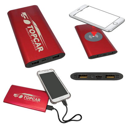 8000MAH Power Bank & Wireless Anodized Aluminum Charger with USB-C Cord JDS