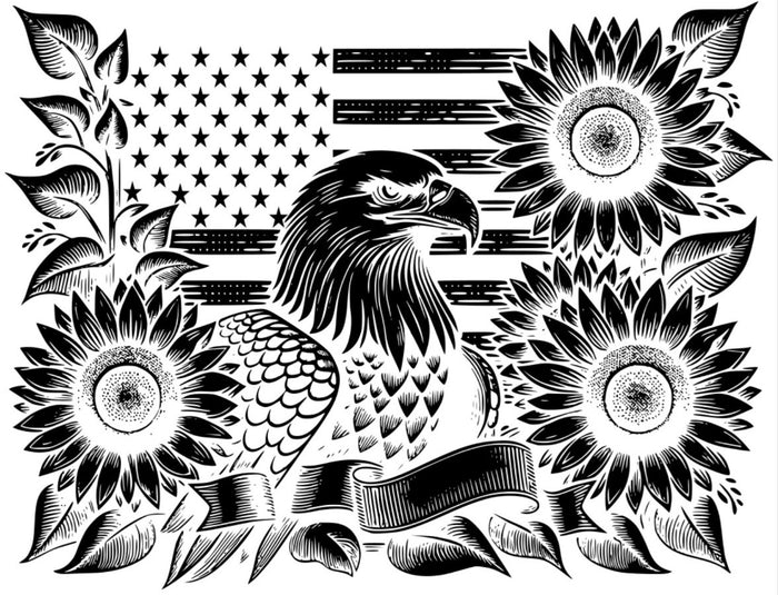 Patriotic Eagle & Sunflowers