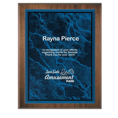 Precision Walnut Plaque with Marble Acrylic Plate Smalltown Connetchin