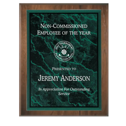 Precision Walnut Plaque with Marble Acrylic Plate Smalltown Connetchin