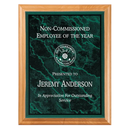 Premium Red Alder Plaque with Marble Acrylic Plate Smalltown Connetchin