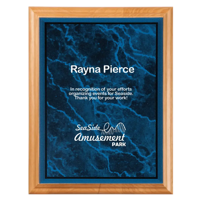 Premium Red Alder Plaque with Marble Acrylic Plate Smalltown Connetchin