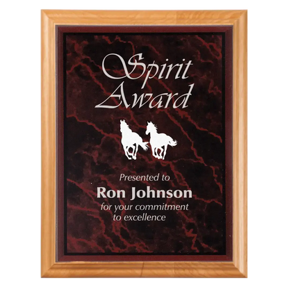 Premium Red Alder Plaque with Marble Acrylic Plate Smalltown Connetchin