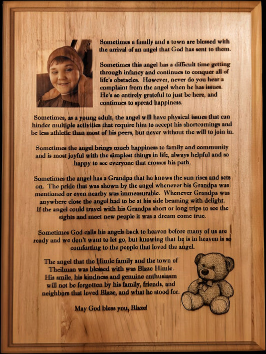 Premium Red Alder Plaque - Beacon Laser Creations LLC