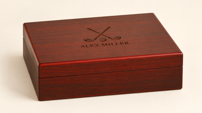 Personalized Rosewood Finish Golf Ball Box