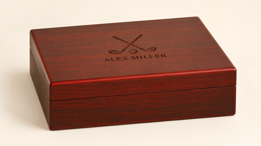 Personalized Rosewood Finish Golf Ball Box