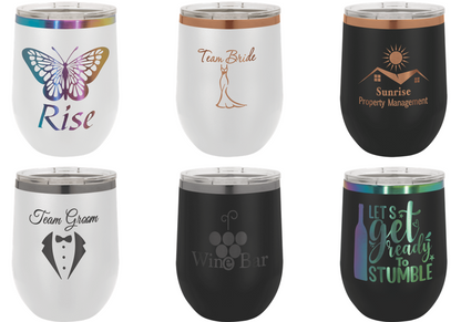 12 oz. - Ion Plated - Wine Tumbler - Stemless with Lid - Vacuum Insulated - Customized