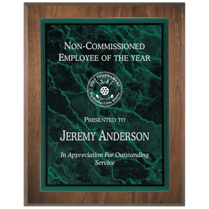 Genuine Walnut 45 Degree Bevel Edge Plaque with Marble Acrylic Plate Smalltown Connetchin