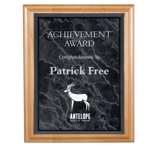 All American Red Alder Personalized Plaque with (Optional) Marble Acrylic Plate - Smalltown Connetchin