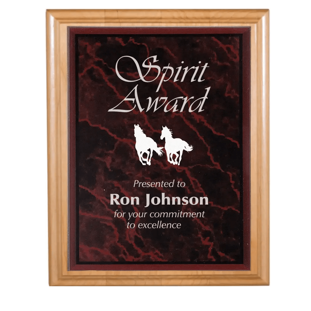 All American Red Alder Personalized Plaque with (Optional) Marble Acrylic Plate - Smalltown Connetchin