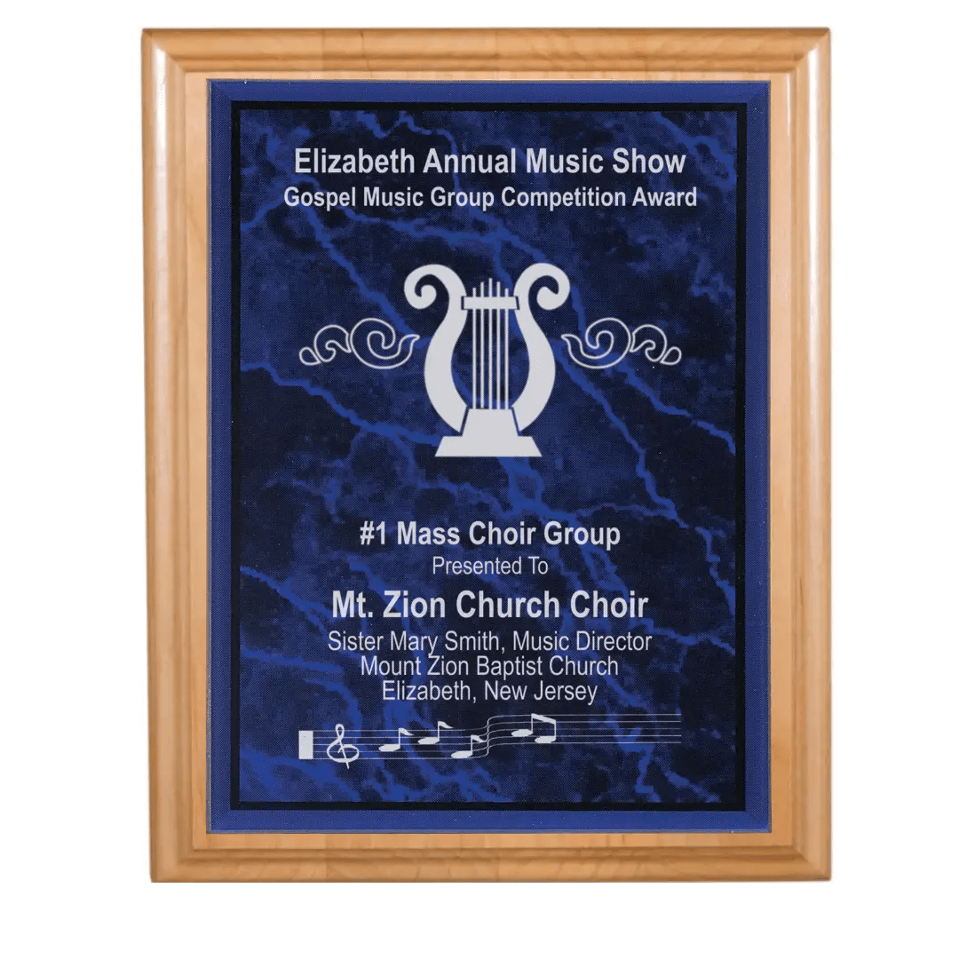 All American Red Alder Personalized Plaque with (Optional) Marble Acrylic Plate - Smalltown Connetchin