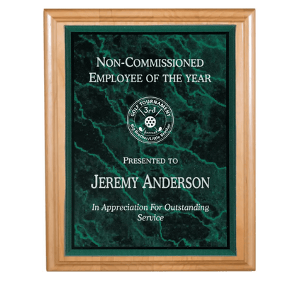 All American Red Alder Personalized Plaque with (Optional) Marble Acrylic Plate - Smalltown Connetchin