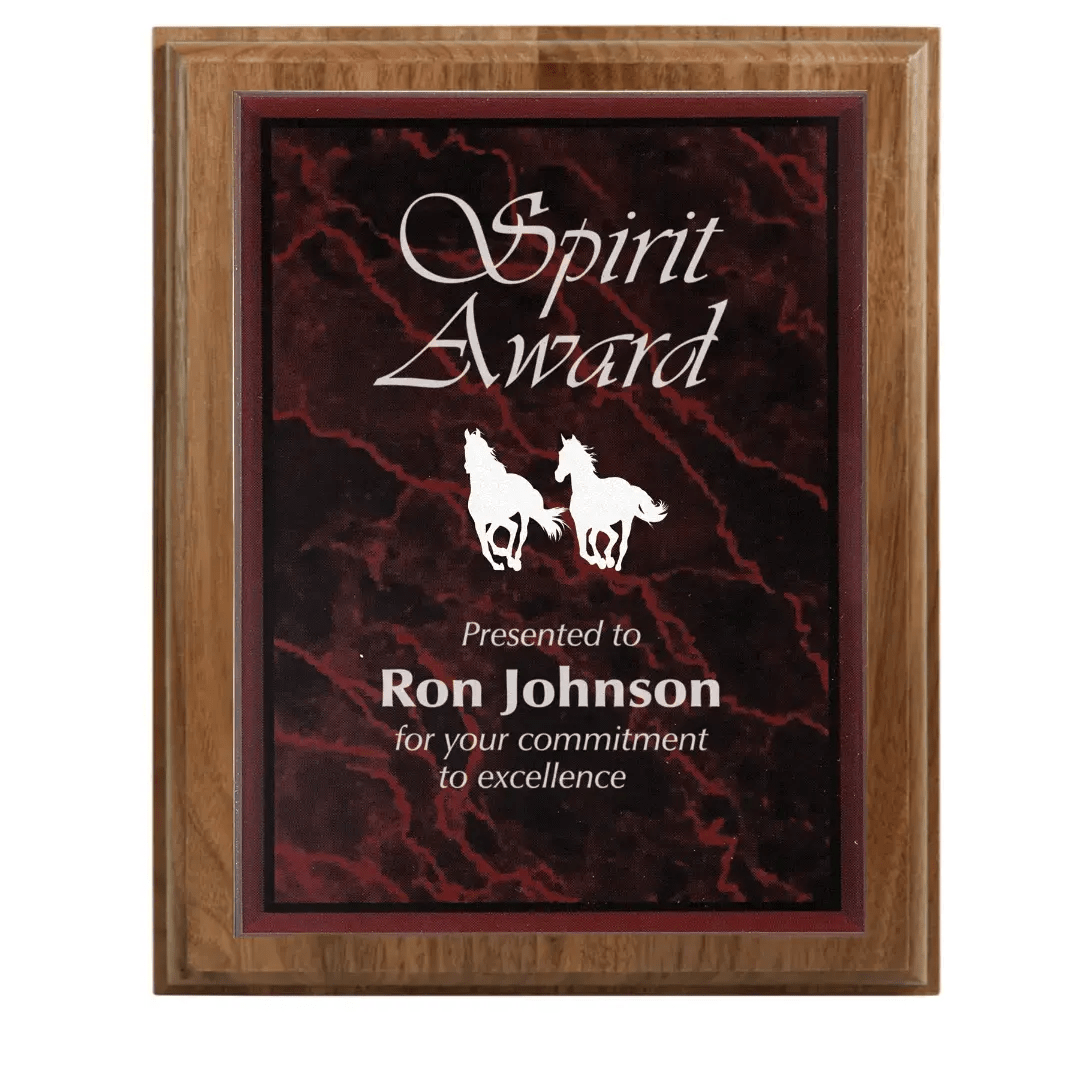 All American Walnut Step - Edge Award Plaque with (Optional) Marble Acrylic Plate - Smalltown Connetchin