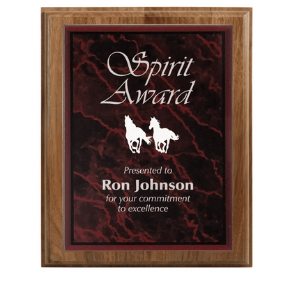 All American Walnut Step - Edge Award Plaque with (Optional) Marble Acrylic Plate - Smalltown Connetchin