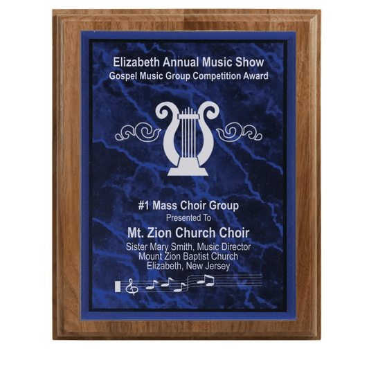 All American Walnut Step - Edge Award Plaque with (Optional) Marble Acrylic Plate - Smalltown Connetchin