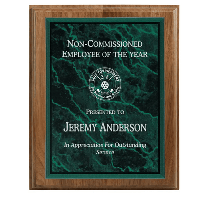 All American Walnut Step - Edge Award Plaque with (Optional) Marble Acrylic Plate - Smalltown Connetchin