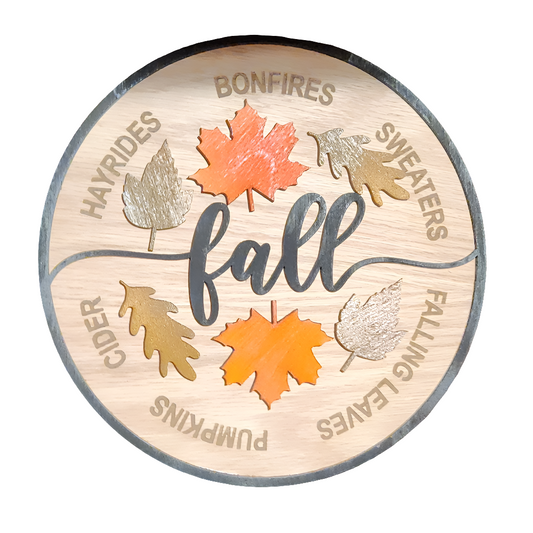 Laser Cut/Handcrafted Wood "Fall" Plaque - 9.25" Inch