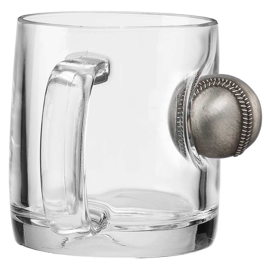 Glassware with Metal Baseball Embedment
