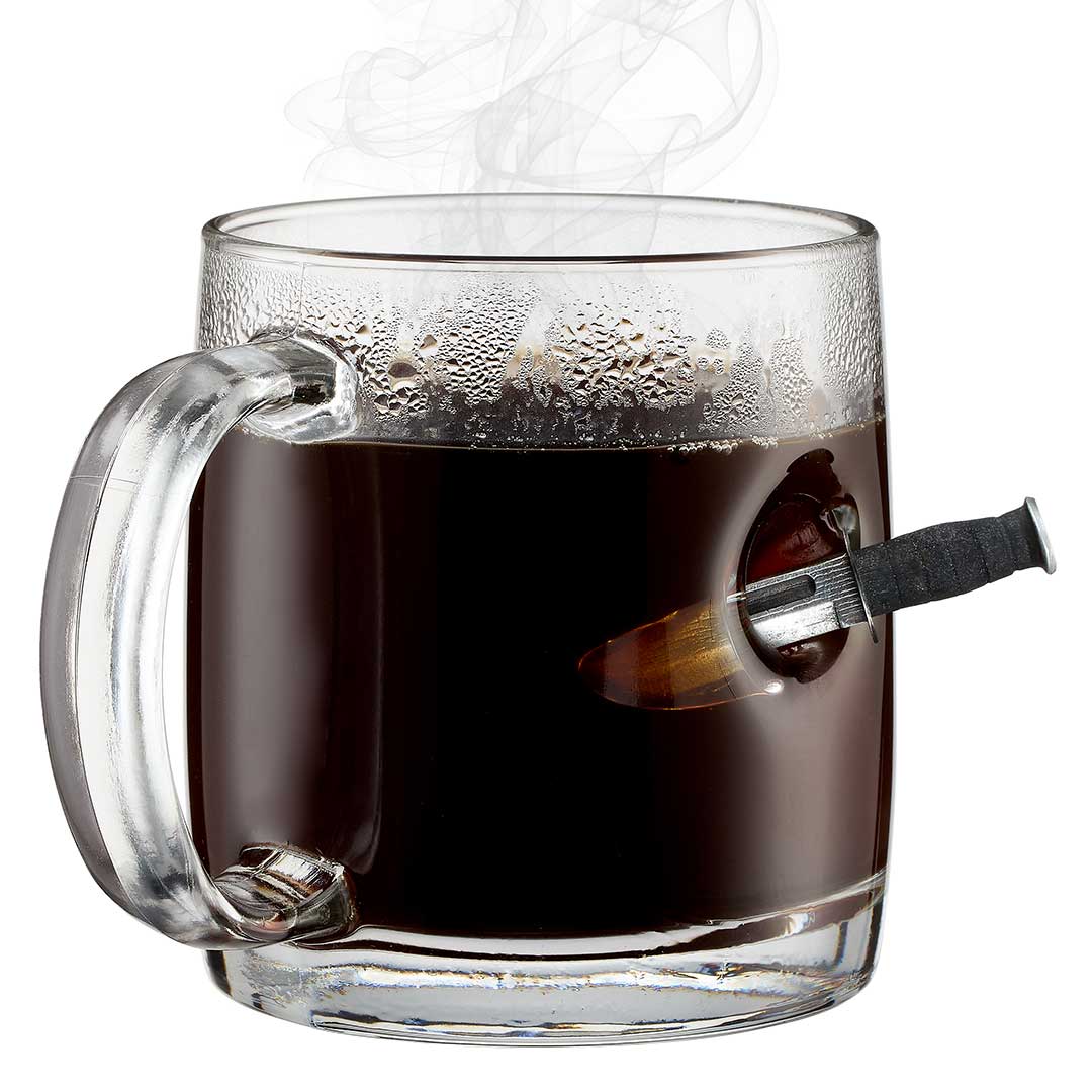 Glassware with Combat Knife Embedment